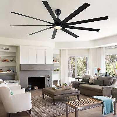 9 Blades 84 Super Large Industrial Black LED Ceiling Fan Light W/Remote Control • $328.99