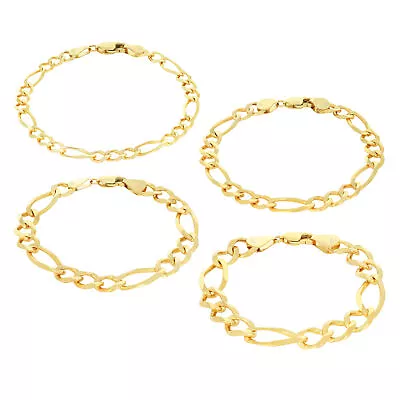 10K Yellow Gold Solid 2.25mm-12mm Figaro Link Chain Bracelet Mens Women 7  8  9  • $124.99