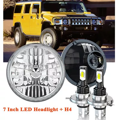 Pair 7 Inch Round LED Headlights H4 High/Low Beam 6000K For Hummer H2 2003-2009 • $127.99