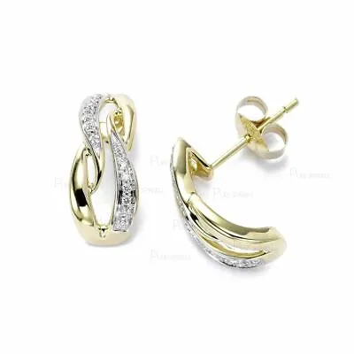 14k Gold 0.11 Ct. Lab-Created Diamond Minimalist Curved Studs Earrings • $479