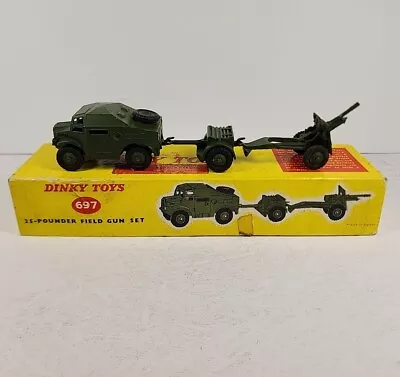 Dinky Toys #697 25-Pounder Field Gun 3-Piece Set W/Original Box Made In England • $59.99