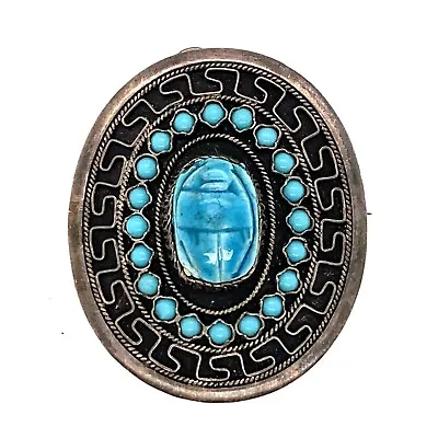 VTG Estate Silver Blue Scarab Pendant Brooch Turquoise! 129  • $38.24