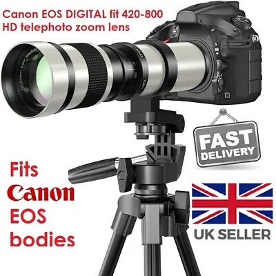 CANON EOS Digital Fit 420 800mm SUPER PRO TELEPHOTO ZOOM Lens For Any EOS Body • £94.99