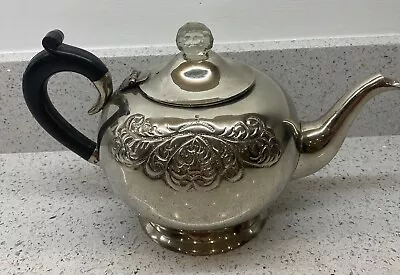 Tea Pot Avoca Ireland Tea Pot Metal Ornate Hinged Lid Engraved • £25