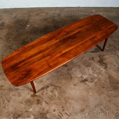 Mid Century Modern Coffee Table Solid Walnut Surfboard Restored Ace Hi Restored • $748.98