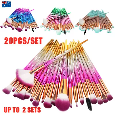 $17.90 • Buy 20/40PCS Make-up Cosmetic Brushes Diamond Unicorn Eye Shadow Blending Brush Kit 