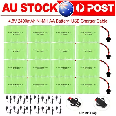 4.8V 2400mAh Ni-MH AA Battery Pack SM-2P Plug Rechargeable USB For RC Car Truck  • $158.98