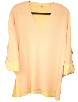 Margaret O'Leary Women's Size Small Ribbed Sweater Colorblock Pastel Spring • $19.99