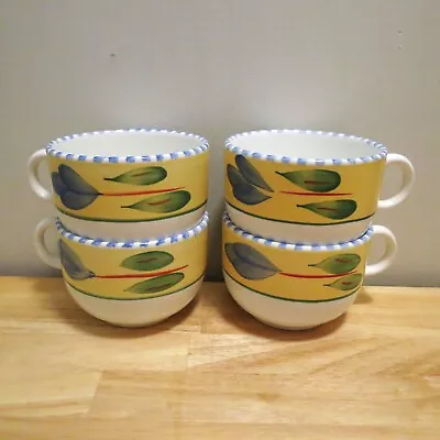 Coffee Cappuccino Mug X4 Maxam Italy Large 14 Oz 400ml Yellow Blue Green • $28.96