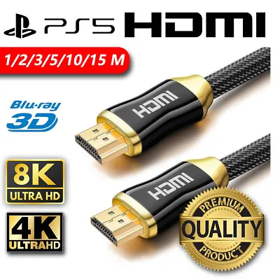 $7.95 • Buy Premium Quality 8K 4K HDMI Cable Ultra HD Cord 15M 10M 5M 3M 2M 1M  XBOX PS4 PS5