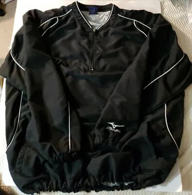 Mizuno Men’s Baseball Golf Black Vented Lined Pullover 1/4 Zip Jacket Sz L • $29.05