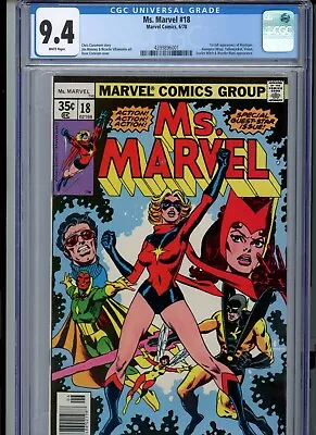 Ms. Marvel #18 (1978) Marvel CGC 9.4 White 1st Full Appearance Of Mystique • $295
