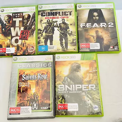 Xbox 360 Games Bundle  –SniperFear 2+- 5 X  Games Bulk Lot ASSORTED Best Value • $32
