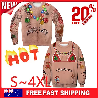 2023 Christmas Unisex Ugly Sweater Pullover Jumper Xmas Sweatshirt Pullover Top • $24.79