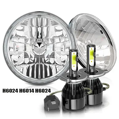 Pair For Chevy C10 K10 K20 K5 1975-1980 100W 7  Round LED Headlights Hi/Lo Beam • $89.99