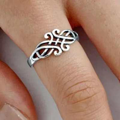 .925 Sterling Silver Ring Celtic Triad Triquetra Ladies Size 3-13 Midi Thumb New • $9.76