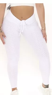 Honeycomb Legging Butt Lift Size M White Fashion Nova  Activewear Pants Medium • $11