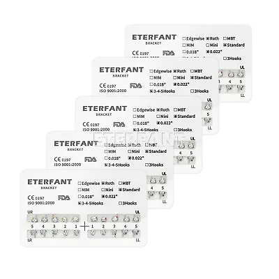 5XDental Orthodontic Bracket Braces Metal Standard Roth 022 Hooks 345 20Pcs/pack • $14.30