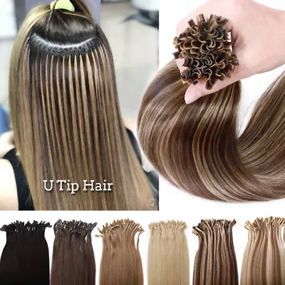 Indian U Tip Nail Keratin Remy Human Hair Extensions 1G 0.5G Double Drawn Blonde • £26.98