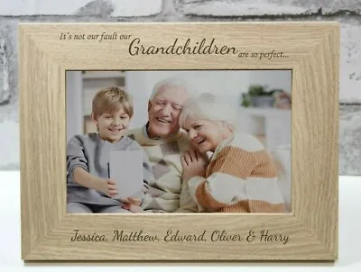 £11.99 • Buy Grandchildren Personalised Engraved Photo Frame Gift Memento Grandma Grandad