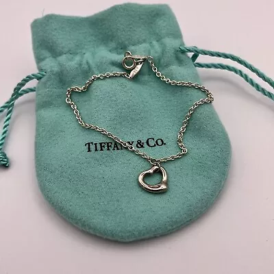 Tiffany & Co. Elsa Peretti Open Heart Bracelet In Silver 11mm 7.25  • $149.99