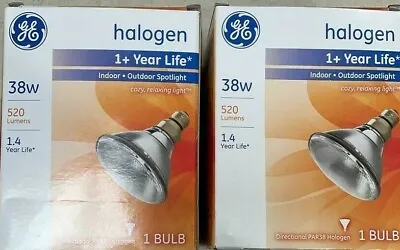 GE Halogn Bulb 38 Watts 520 Lumens 120 V PAR38 White In/Out Door Spotlight 2 PK • $15.99