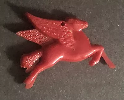 Vintage MOBIL OIL GAS Red Plastic Pegasus Flying Horse Logo Charm/Pendant • $14.98