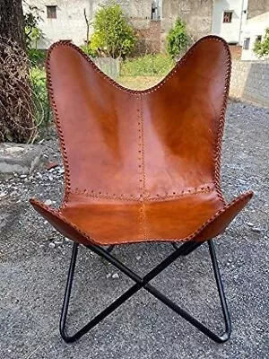 Vintage Buffalo Ten Leather Relax Arm Chair Handmade Butterfly Chair • $131.99