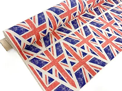 British Bunting Fabric Linen Look Rustic Union Jack Flag London Party Triangles • £4.85