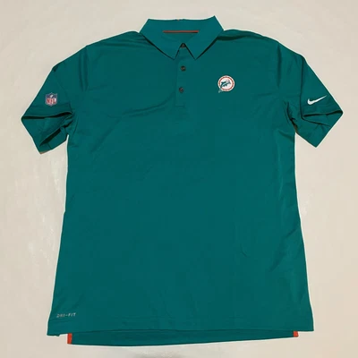 $29.95 • Buy Nike Miami Dolphins NFL Mens Polo Shirt Large Short Sleeve DriFit On Field Green