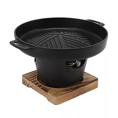Portable Hibachi Grill Japanese Cast Iron Mini Charcoal Grill With Wooden Base • $53.96