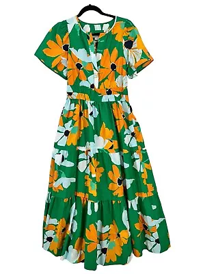NWT Anthropologie Green Yellow Floral Motif Somerset Maxi Dress Size Medium • $138.99