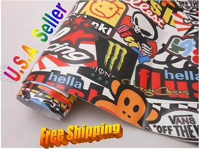 Hellaflush Sticker Bomb Vinyl Film For Car Wrapping With Air Bubble Free • $15.95