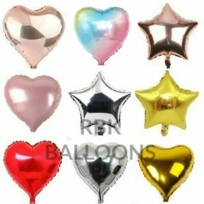 £2.98 • Buy 18  X 5pc Large Heart Star Foil Balloons Birthdays Wedding Prom Party Decoration