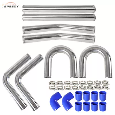 Universal 2.5 Inch 61cm Aluminum Turbo Intercooler Piping Kit Hose Bolt Clamps • $97.59