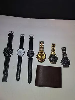 Lot Of 6 Various Styles Stylish Men's Casual Watches Tested Working W/wallet. • $35.99