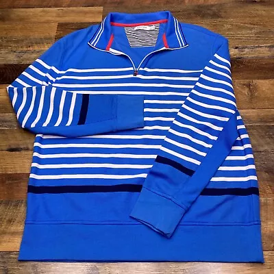 Nautica 1/4 Zip Sweater Adult 2XL XXL Blue Striped Pullover Mens • $14.99