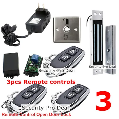 UK Door Access Control System+DC12V Door Magnetic Lock+3PCS Remote Controls+EXIT • £168.95