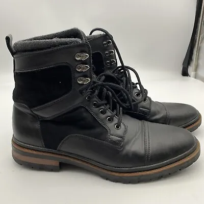 Zara Man Black Combat Boot With Brown Trim Very Nice Condition Men’s Size 11.5 • $64.99