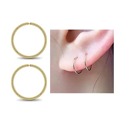 Small Gold 8Mm Huggie Hoop Earrings For Women Tiny Thin 14K Yellow Gold Filled  • $19.75