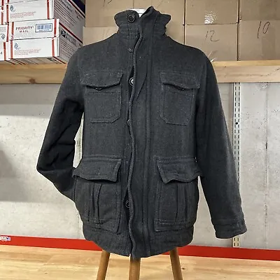 Aeropostale Wool Blend Cargo Chore Jacket Coat Full Zip Gray Men’s XS • $30