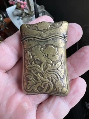 $75 • Buy Antique Brass Match Safe Vesta Case Birds Beautiful Circa 1895- #G2