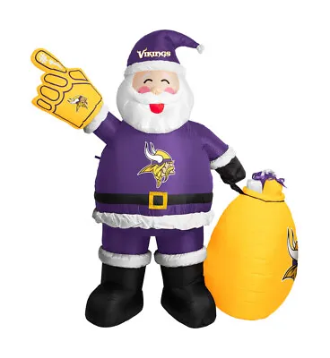 MINNESOTA VIKINGS Santa Claus CHRISTMAS 7' Inflatable Light-Up Blowup NIB! • $250