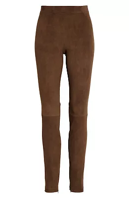 $1000 VINCE Lambskin Suede Leggings PANT CHOCOLATE BROWN S  • $320