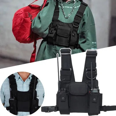 Vest Rig Bag Pocket Radio Chest Harness Chest Front Pack Pouch Walkie UK Holster • £12.75