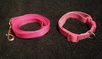 Zack & Zoey Raspberry Sorbet ⅝  W Nylon Dog Collar For Necks 10-16  With 4' Leas • $10