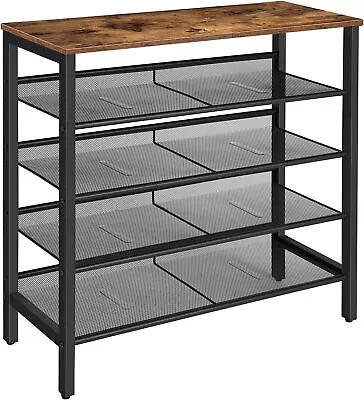 HOOBRO Shoe Rack 5-Tier Flat&Slant Adjustable Shoe Organizer Shelf Shoe Cabinet • $67.44