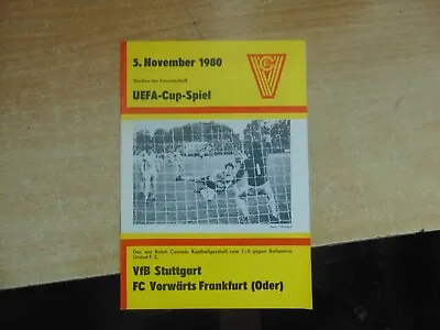 UEFA Cup 1980/1 Vorwarts Frankfurt / Oder DDR V VfB Stuttgart Germany • $2.47