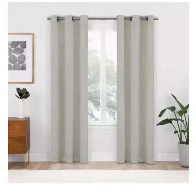 2pk 37  X 63  Blackout Shadow Curtain Panels Silver - Eclipse - GROMMET • $14.99