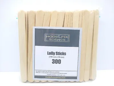 Modelfix Scenics 300 Long Wooden Lolly Sticks 150mm X 10mm For Model Making • £16.89